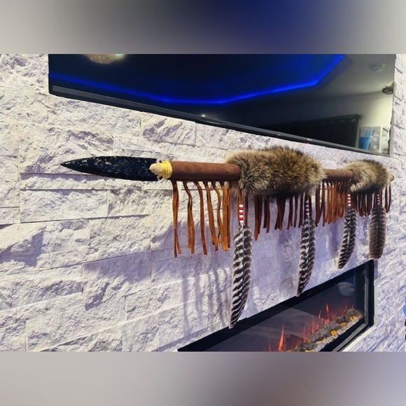 60 inch hand made tribal spear by enrolled member of the Cherokee tribe - Picture 3 of 4